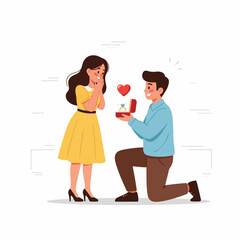 Marriage Proposal Illustration — Romantic Engagement Scene Flat Vector