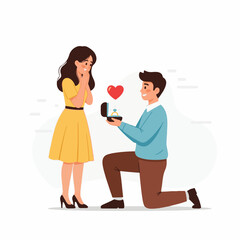 Marriage Proposal Illustration — Romantic Engagement Scene Flat Vector