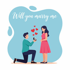 Marriage Proposal Illustration — Romantic Engagement Scene Flat Vector