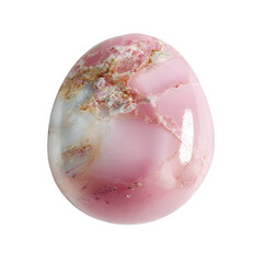 Polished pink stone; white, tan cloud swirls