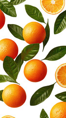 Oranges and leaves against black