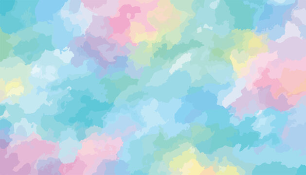 Fundo abstrato em aquarela com manchas suaves em tons past&eacute;is de azul, rosa e verde, ideal para design.
