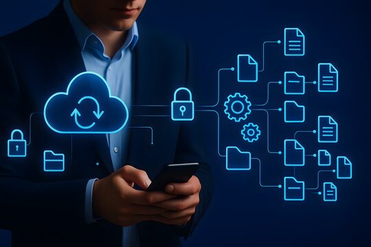 Cloud synchronization and secure document workflow managed on smartphone - Powered by Adobe