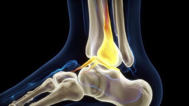 Animated Foot Anatomy Detailed View of Ankle Ligaments and Bone Structure
