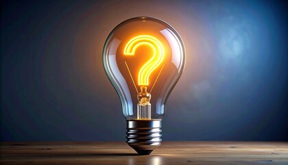 Glowing question mark lightbulb concept for creative ideas, solution or inspiration generative AI mark