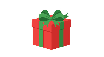 Vibrant red gift box with a lush green ribbon and bow, symbolizing celebration and special occasions, perfect for festive marketing campaigns and joyful designs.
