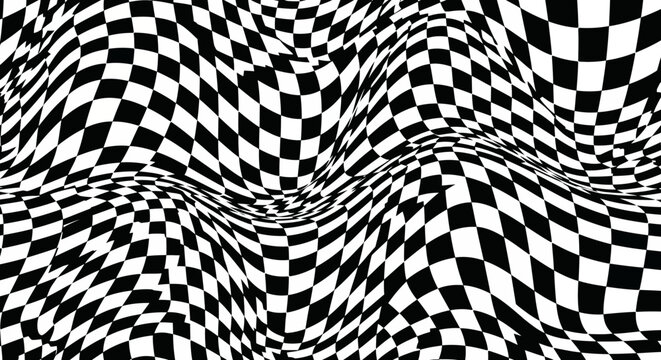 Hypnotic Checkerboard Warped Checkered Pattern Visual Illusion