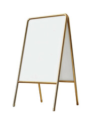 Blank A-frame sign, white board, gold trim