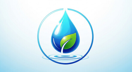 Water drop logo design with leaf for eco friendly and sustainable business branding and company identity