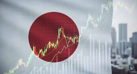 Japanese flag with stock market graph symbolizes nikkei index and japans economic trends 21674222 1