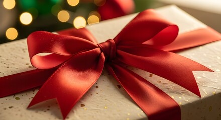 Elegant Holiday Present with Textured Paper and Bow