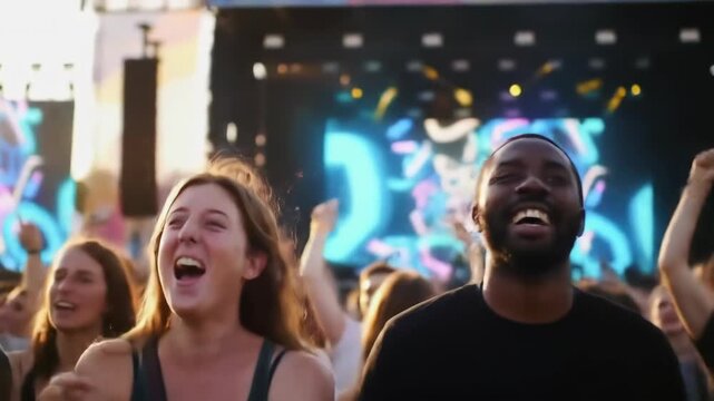 Joyful People Enjoying a Concert with Excitement and Happiness.