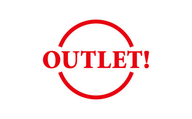 OUTLET! - OUTLET! text written on Red Rubber Stamp 
