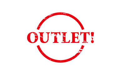 OUTLET! - OUTLET! text written on Red Rubber Stamp 
