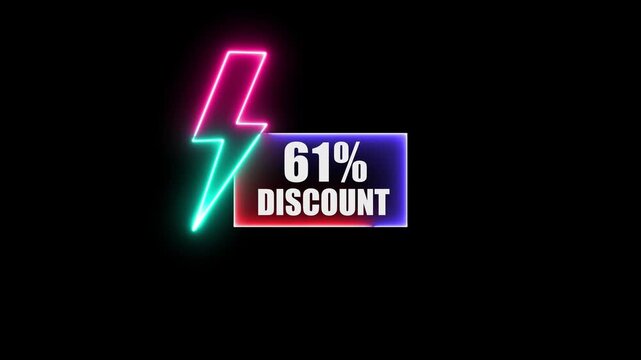 Sixty one percent discount sale offer with lightning bolt effect