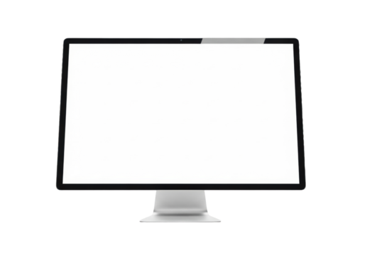 A pristine, jet-black digital screen with an ultra-slim bezel and glossy reflective surface, isolated on a transparent, shadowless studio background with copy space, concept of digital readiness