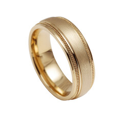 Gold band; textured center, beaded edges on a black background