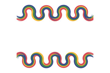 Rainbow Wavy Border Divider Set Retro Colorful Wave Frame, Vibrant Wavy Line Ornament Vector