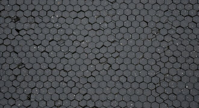 Hexagonal Paving Texture with Cracks Pattern Overhead View