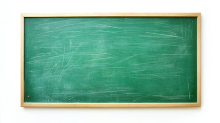 Blank green chalkboard with wooden frame, perfect for education or announcements. classic chalkboard provides a clean slate for writing, drawing, or displaying information in a classroom or office set