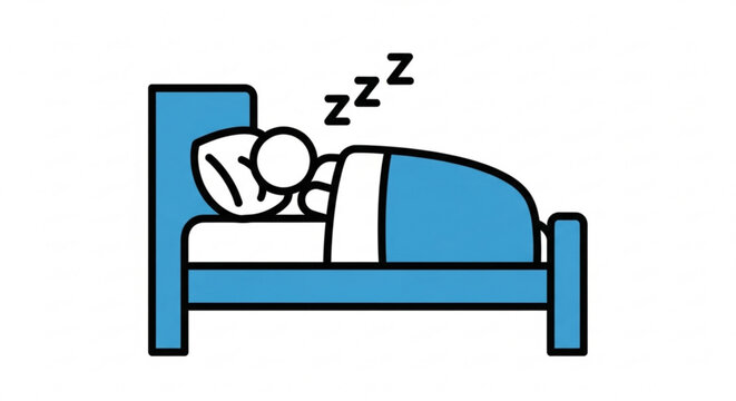 Sleeping well in a bed illustration for sleep cycle and good night rest and dream concept design vector - Powered by Adobe