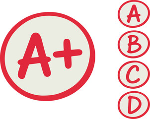 Grade symbols a plus a b c and d on white background grade, symbols, plus, white, background, education, school, learning, alphabet, letter, circle, red, sign, mark, a, b, c, d, achievement, success, 