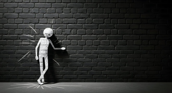 A stick figure leans against a wall symbolizing mental apathy and listlessness 55856522 1