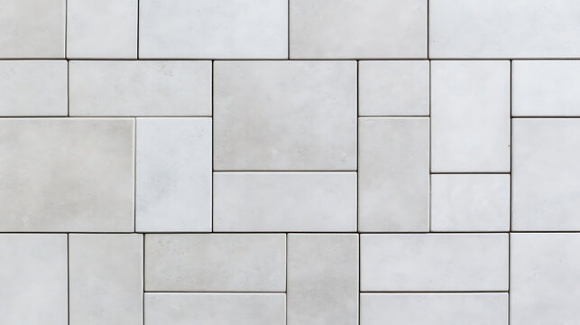 A neutral tone, geometric arrangement, featuring various rectangular and square shaped tiles that form a modern texture. The monochromatic design creates a clean, minimalist aesthetic. - Powered by Adobe