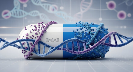 A pill with dna strands symbolizes obesity treatment and metabolic health 12054853 1