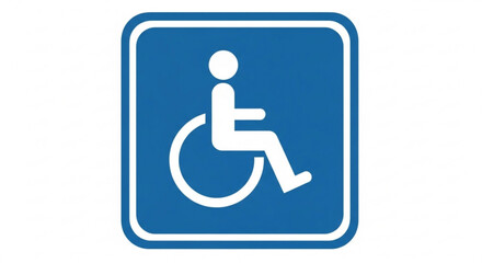Handicap accessible parking sign wheelchair icon blue and white for disability access and inclusion symbol