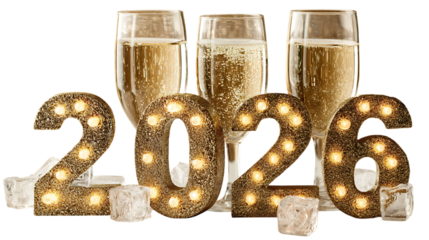 New year logo with glasses of vines on white background 