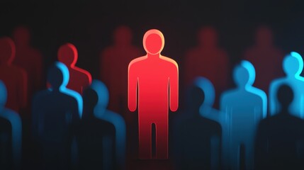 Standing Out in a Crowd: A Concept Representation of Individuality and Uniqueness Using Colorful Silhouettes Against a Dark Background