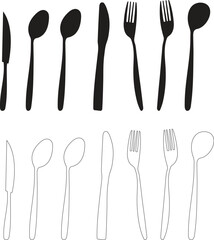 Kitchen Utensil Spoon Silhouette Vector Set
