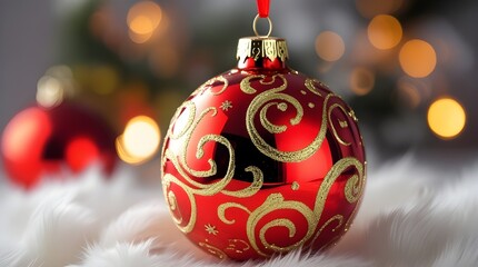 Vibrant Red and Gold Christmas Bauble – Classic Holiday Ornament with Festive Glow