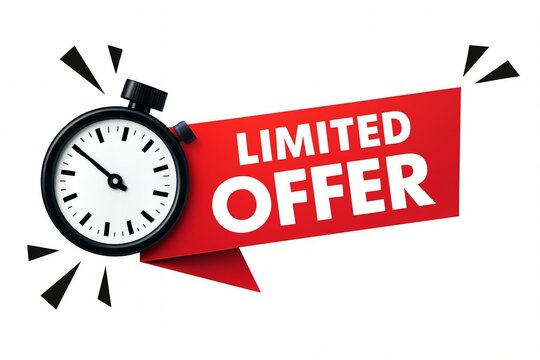 Urgent limited offer with stopwatch icon signifying time running out for special promotion