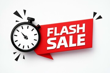 Urgent flash sale announcement with a vintage style clock symbolizing limited time offers and discounts