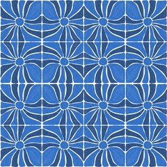 seamless floral pattern, geometric pattern, blue background, floral design, seamless texture, abstract flower, textile print, hand-drawn style, modern wallpaper, tile pattern, symmetry