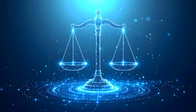 Digital Justice Scale Futuristic Concept