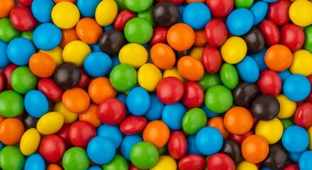 Obraz premium Vibrant, colorful candy assortment creates a playful, energetic background perfect for celebrations, treats, and sweet moments.