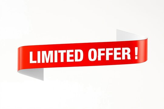 Bright red ribbon banner announcing a special limited offer with white text on a clean white background