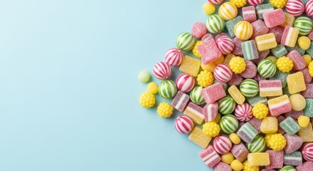 Vibrant assortment of colorful candies piled high, creating a festive and joyful visual feast for any celebration or sweet treat project