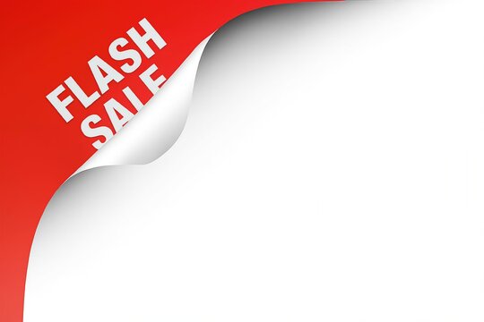 Bright red corner page peel with flash sale text announcing limited time discount offer