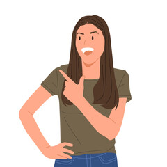 young woman showing different hand gestures and facial expressions, various emotions and signs, flat vector illustration on white background.Good for education,sticker,poster,template and more
