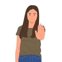 young woman showing different hand gestures and facial expressions, various emotions and signs, flat vector illustration on white background.Good for education,sticker,poster,template and more