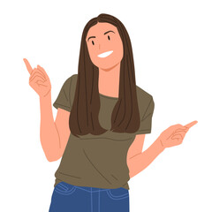 young woman showing different hand gestures and facial expressions, various emotions and signs, flat vector illustration on white background.Good for education,sticker,poster,template and more