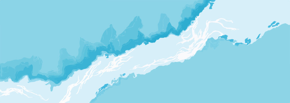 Vector abstracto de un r&iacute;o o corriente de agua ondulante en tonos azules y blancos, ideal para fondos y dise&ntilde;os modernos.