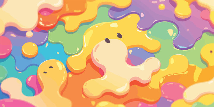 Un vibrante y juguet&oacute;n fondo abstracto de formas org&aacute;nicas coloridas con textura brillante, ideal para dise&ntilde;os creativos y modernos.