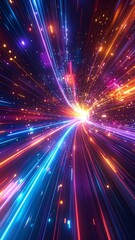 Obraz premium Dynamic abstract of glowing light streaks rushing towards center