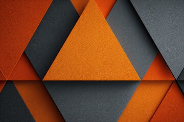 Abstract geometric pattern with vibrant orange and gray triangles layered in a modern design