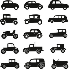 Baby Car Toy Set Silhouette Vector